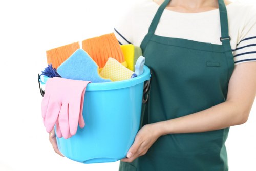 Builders clean for a flat after renovation in Acton