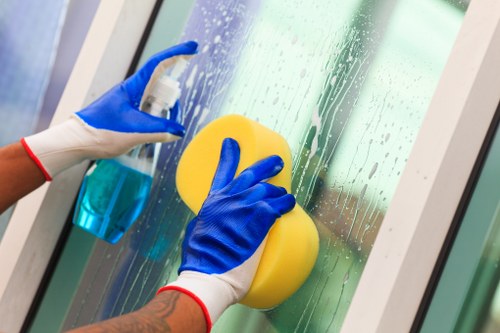 Local upholstery cleaning technician treating a sofa in Acton