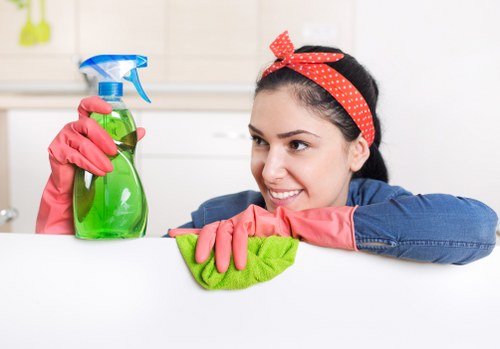 Local carpet cleaner treating stains in an Acton room